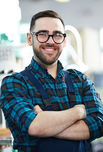 cheerful worker at Garage