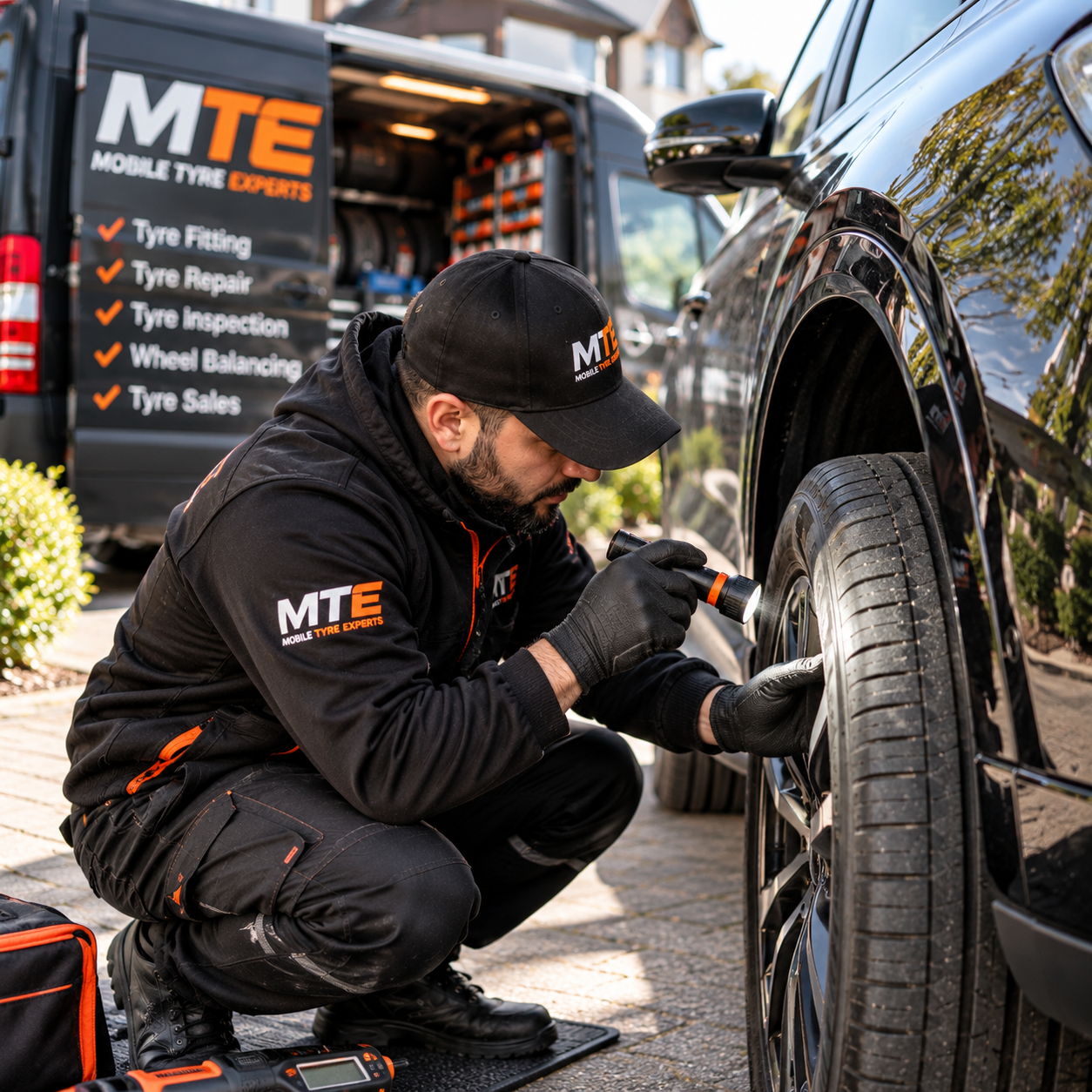 Tyre tread wear inspected closely
