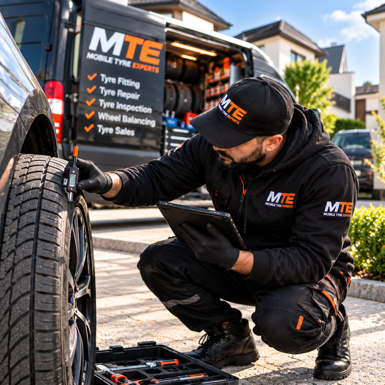 Mobile tyre inspection carried out at a customer's location