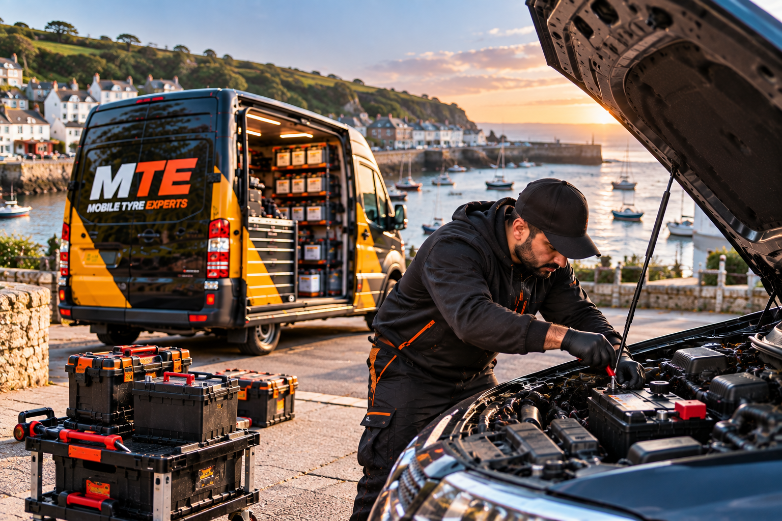 Mobile car battery replacement at customer location