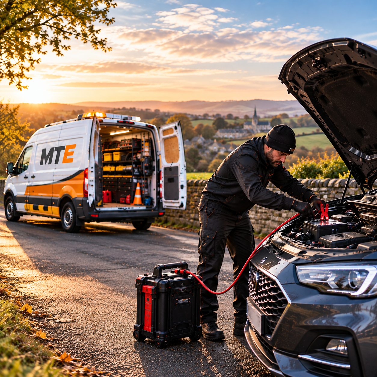 Mobile battery jump start at customer location