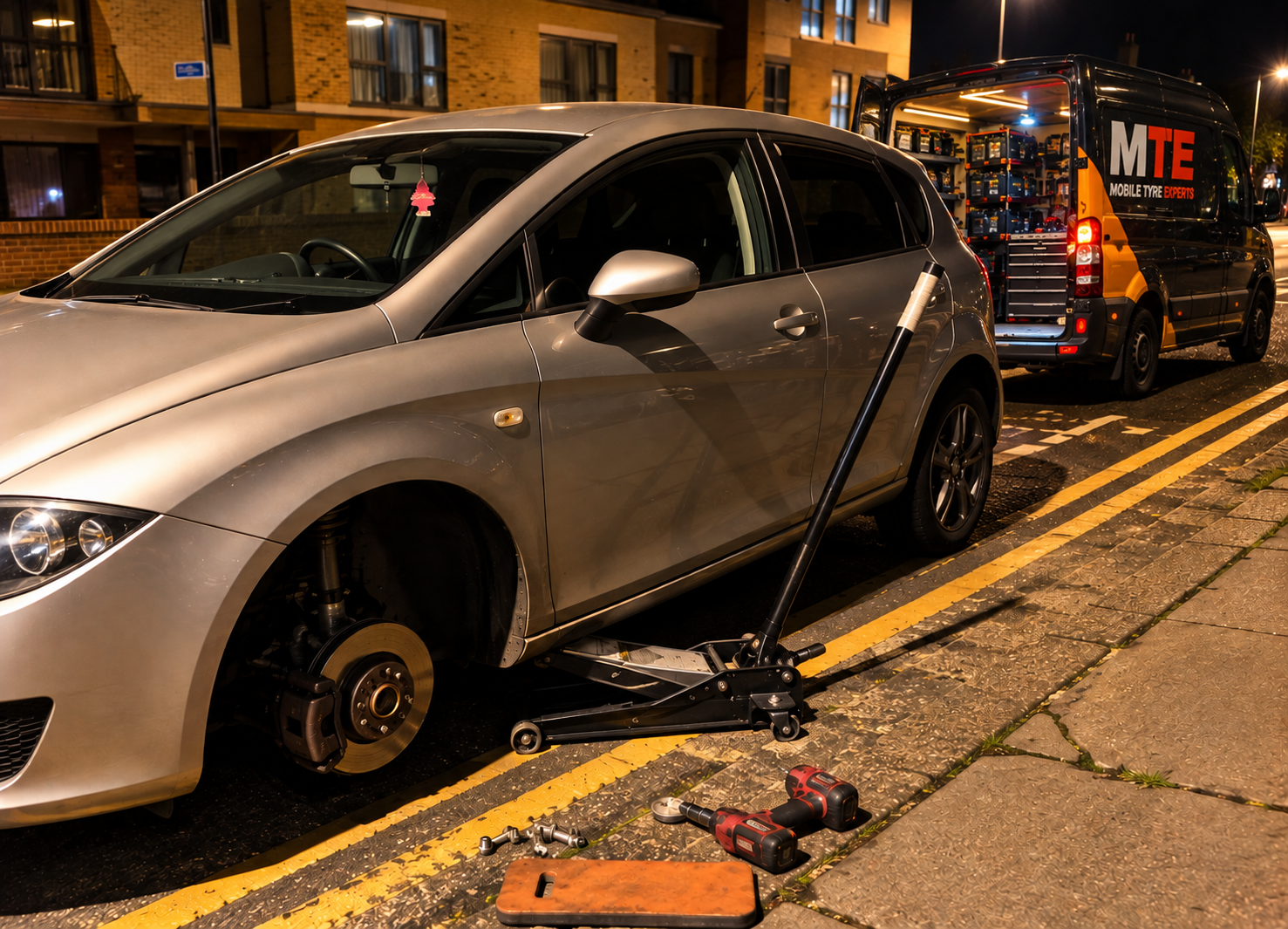Mobile tyre replacement at vehicle location
