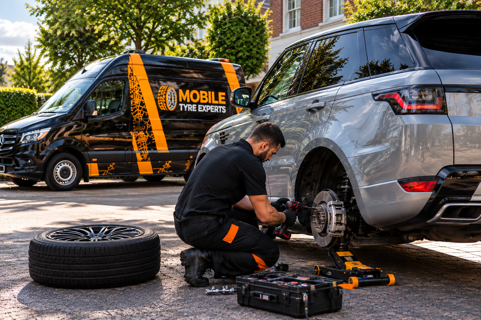 Mobile tyre repair support for run-flat tyres, vans and fleet vehicles