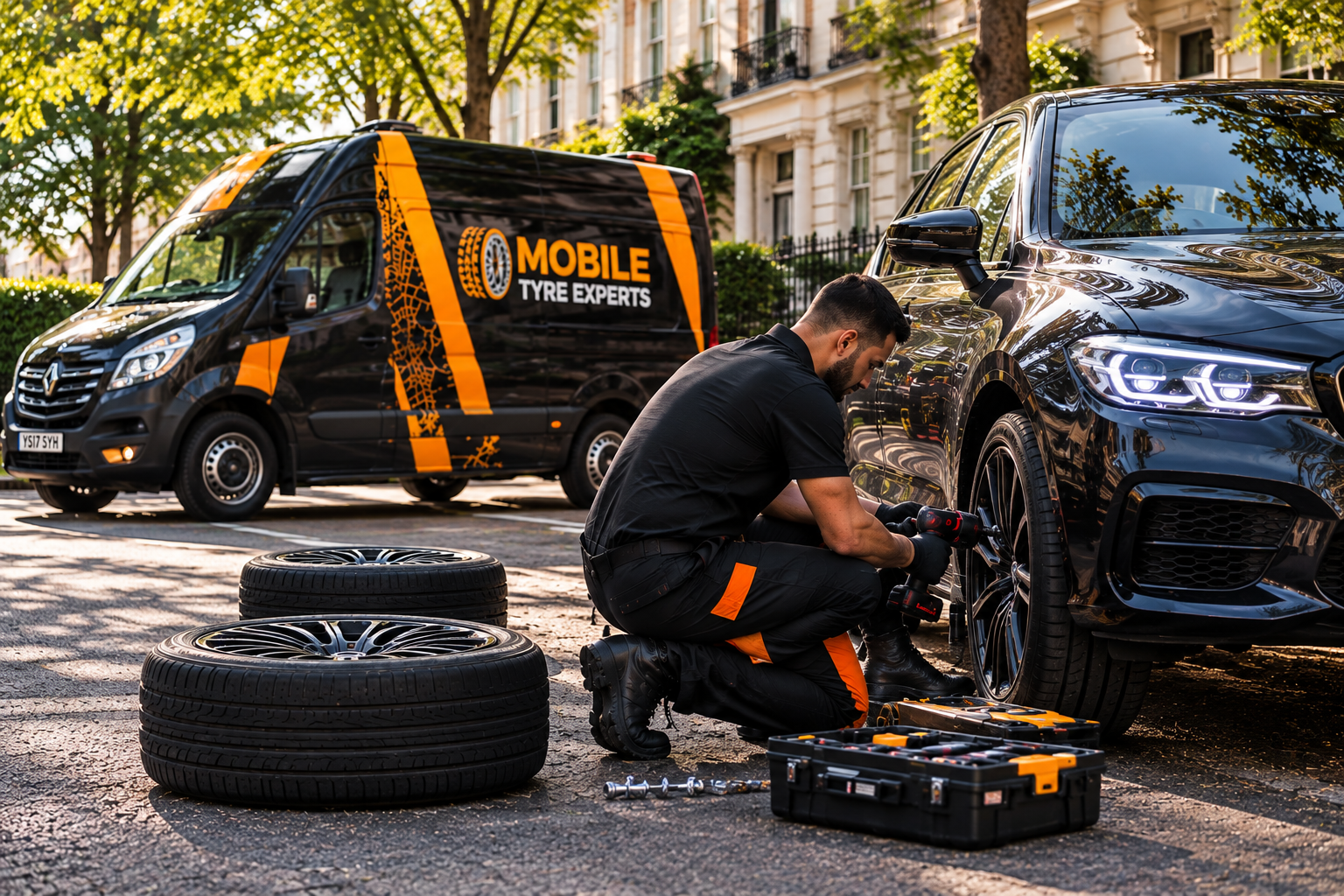 24/7 mobile tyre repair assistance at a customer location