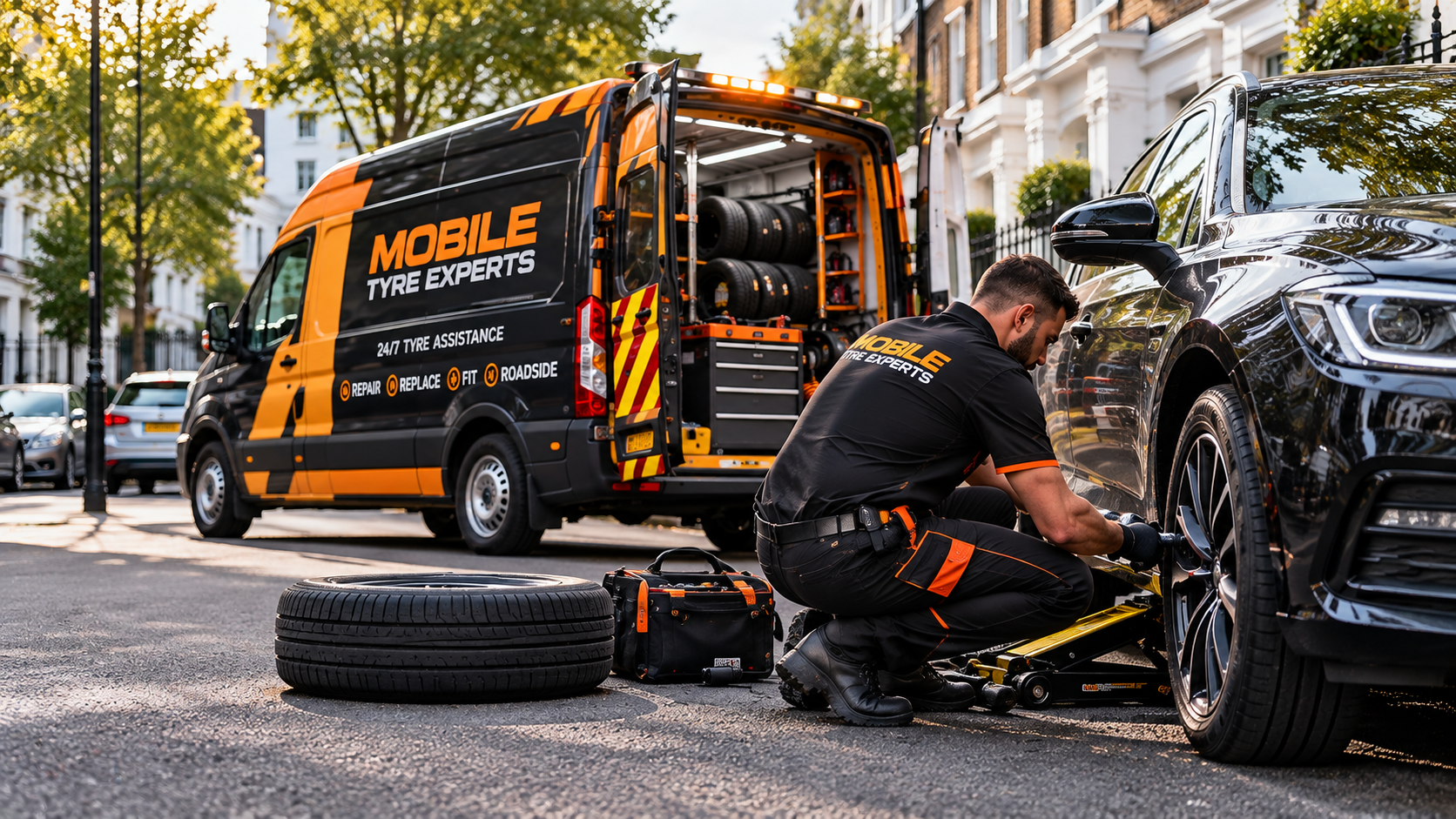Mobile puncture repair assistance for vans and fleet vehicles