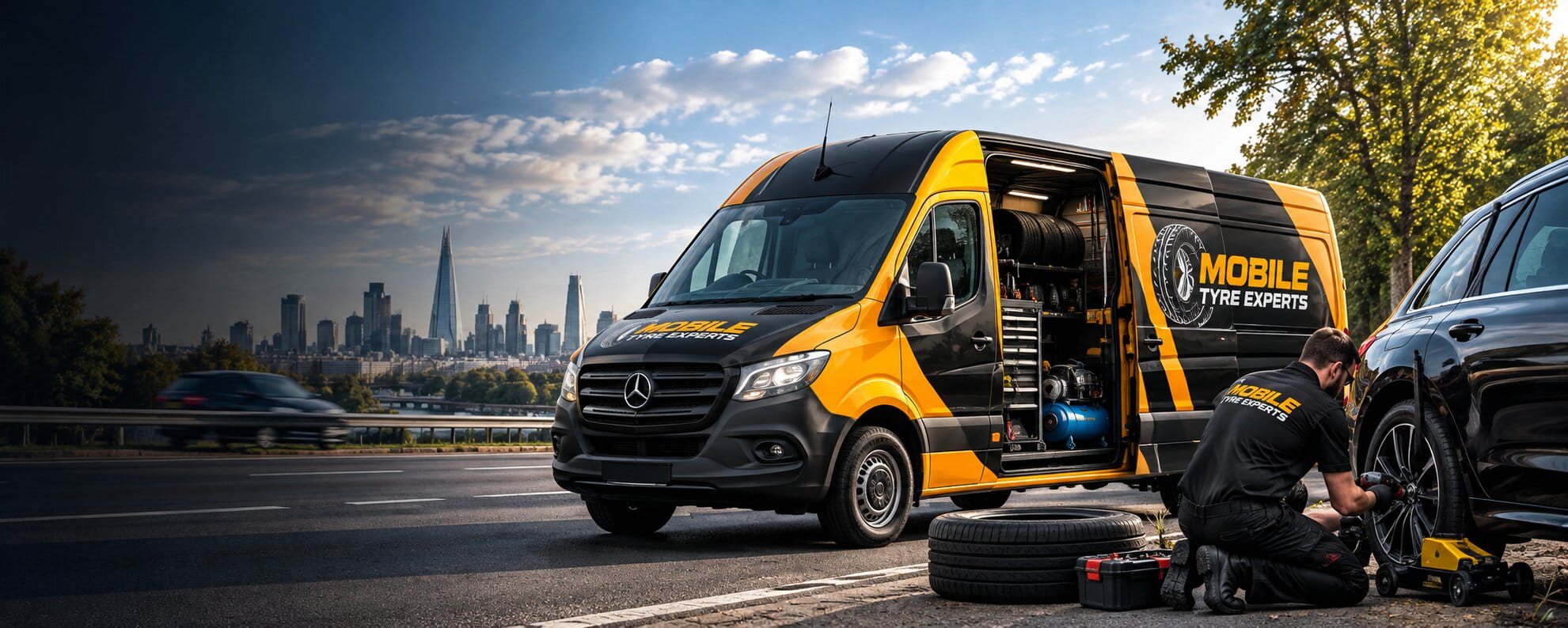 Mobile Tyre Experts van providing roadside tyre assistance in Croydon