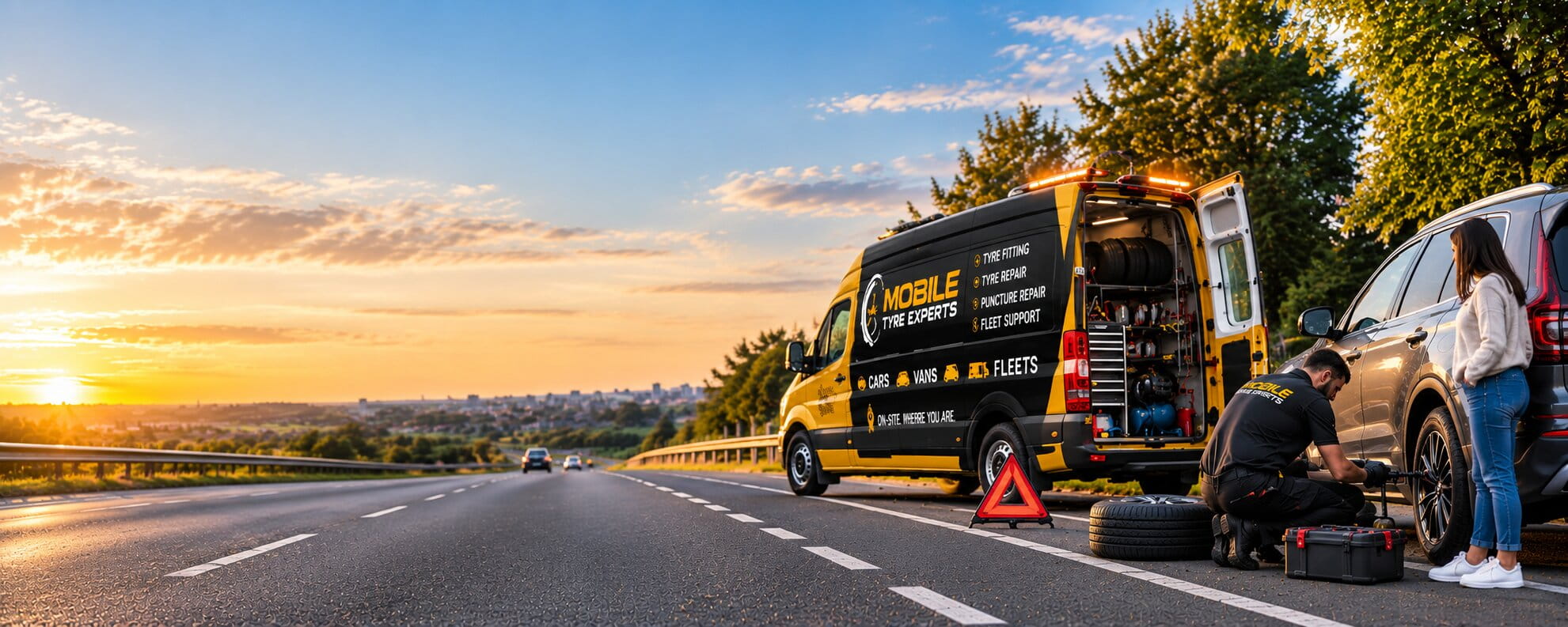 Mobile tyre support for cars vans and fleets